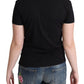 Chic Black Cotton Round Neck Tee - SEHABRANDS