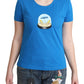 Chic Blue Cotton Tee with Iconic Print - SEHABRANDS