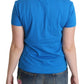 Chic Blue Cotton Tee with Iconic Print - SEHABRANDS