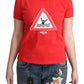 Chic Red Graphic Cotton Tee - SEHABRANDS