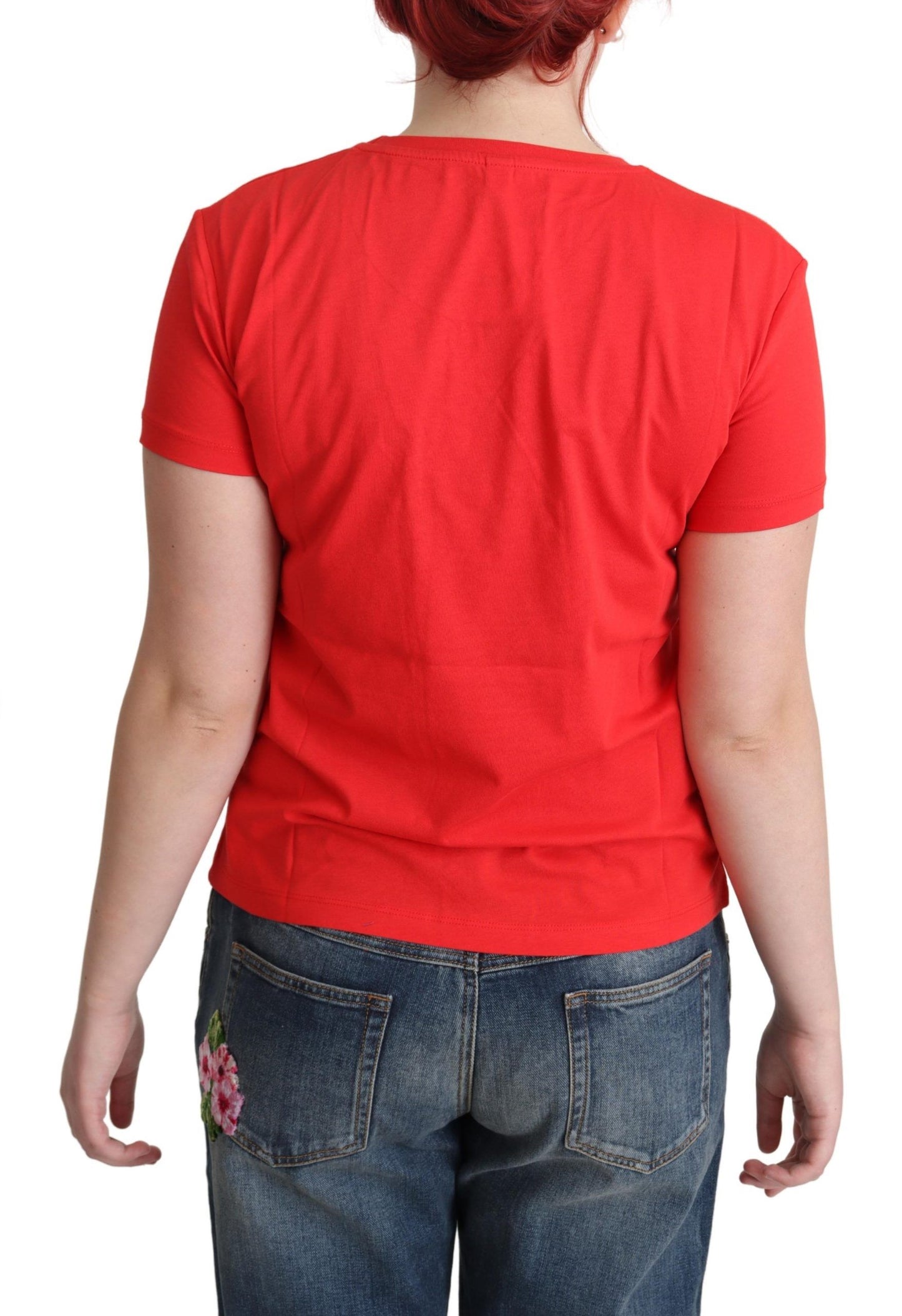 Chic Red Graphic Cotton Tee - SEHABRANDS