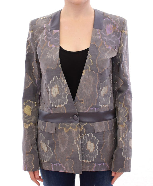 Chic Silk Floral One-Button Blazer - SEHABRANDS