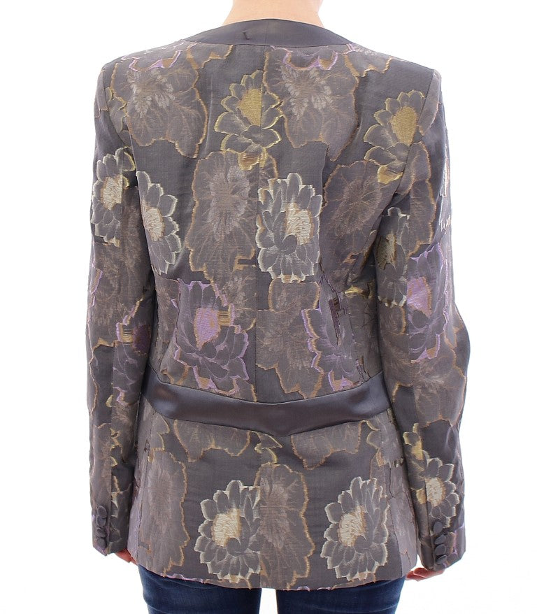 Chic Silk Floral One-Button Blazer - SEHABRANDS