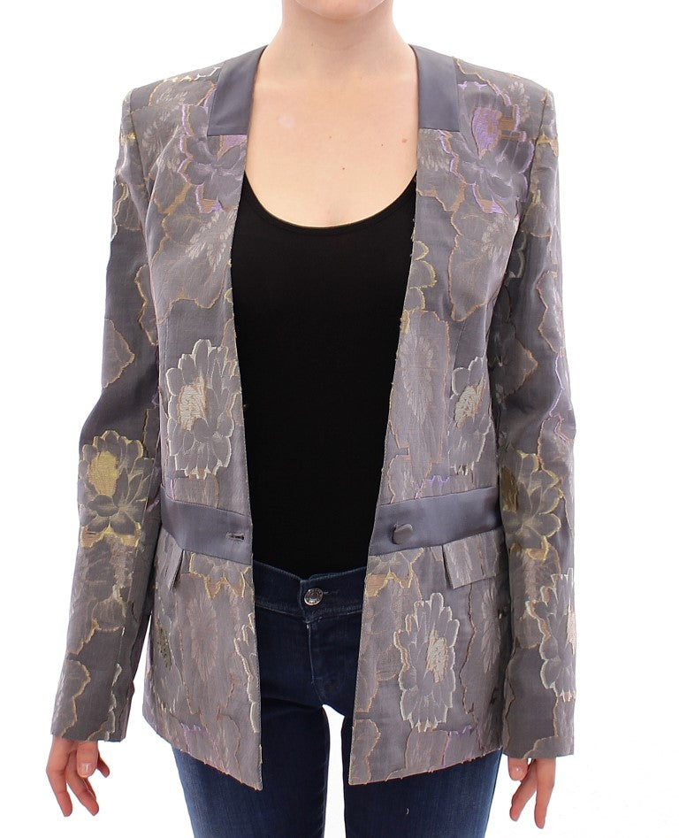 Chic Silk Floral One-Button Blazer - SEHABRANDS