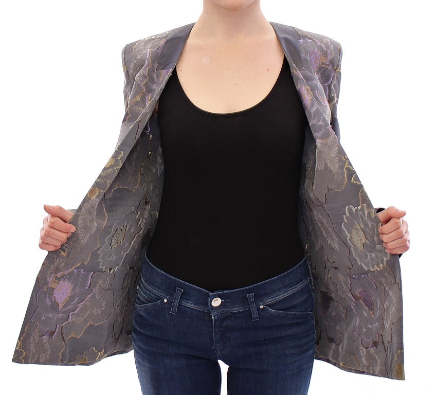 Chic Silk Floral One-Button Blazer - SEHABRANDS