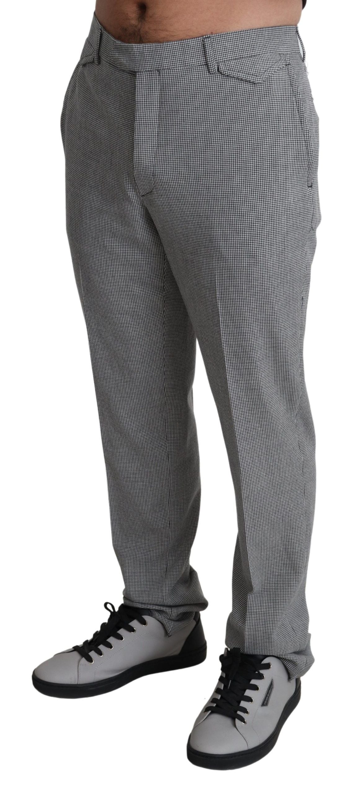 Elegant Checkered Wool Formal Trousers - SEHABRANDS