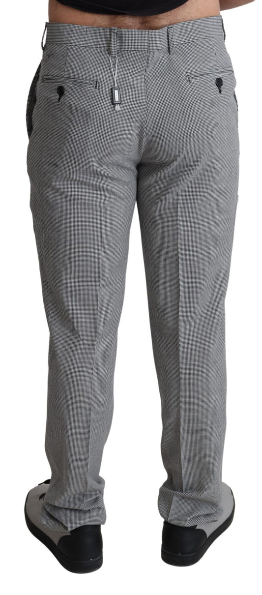 Elegant Checkered Wool Formal Trousers - SEHABRANDS