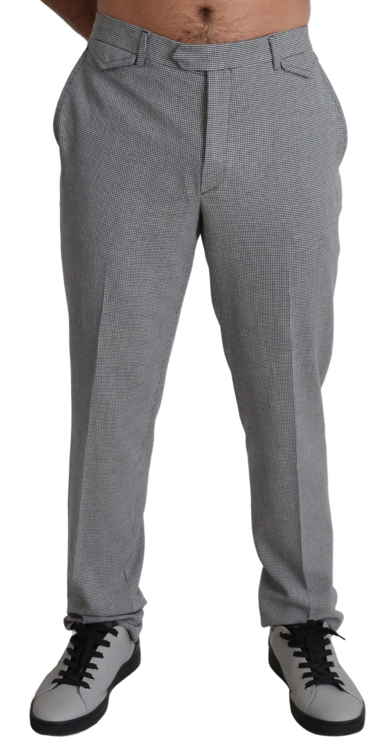 Elegant Checkered Wool Formal Trousers - SEHABRANDS