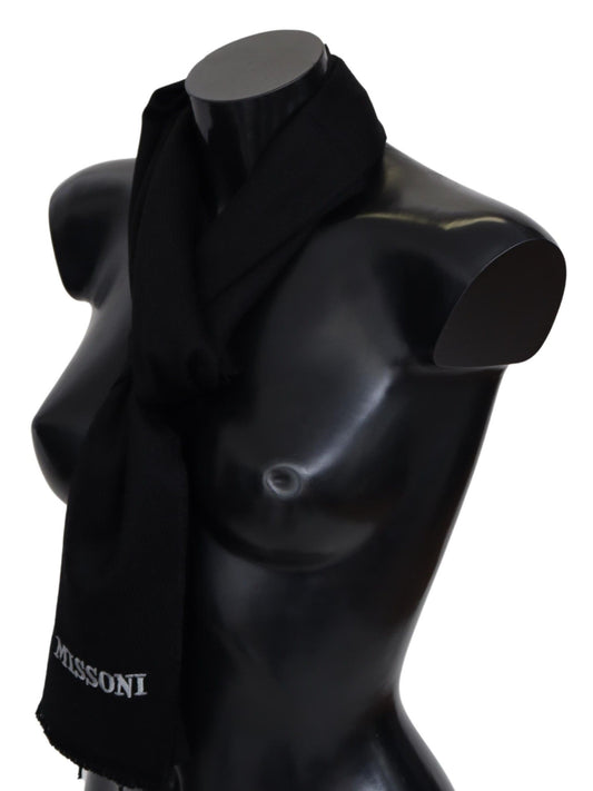 Elegant Embroidered Wool Scarf in Black - SEHABRANDS