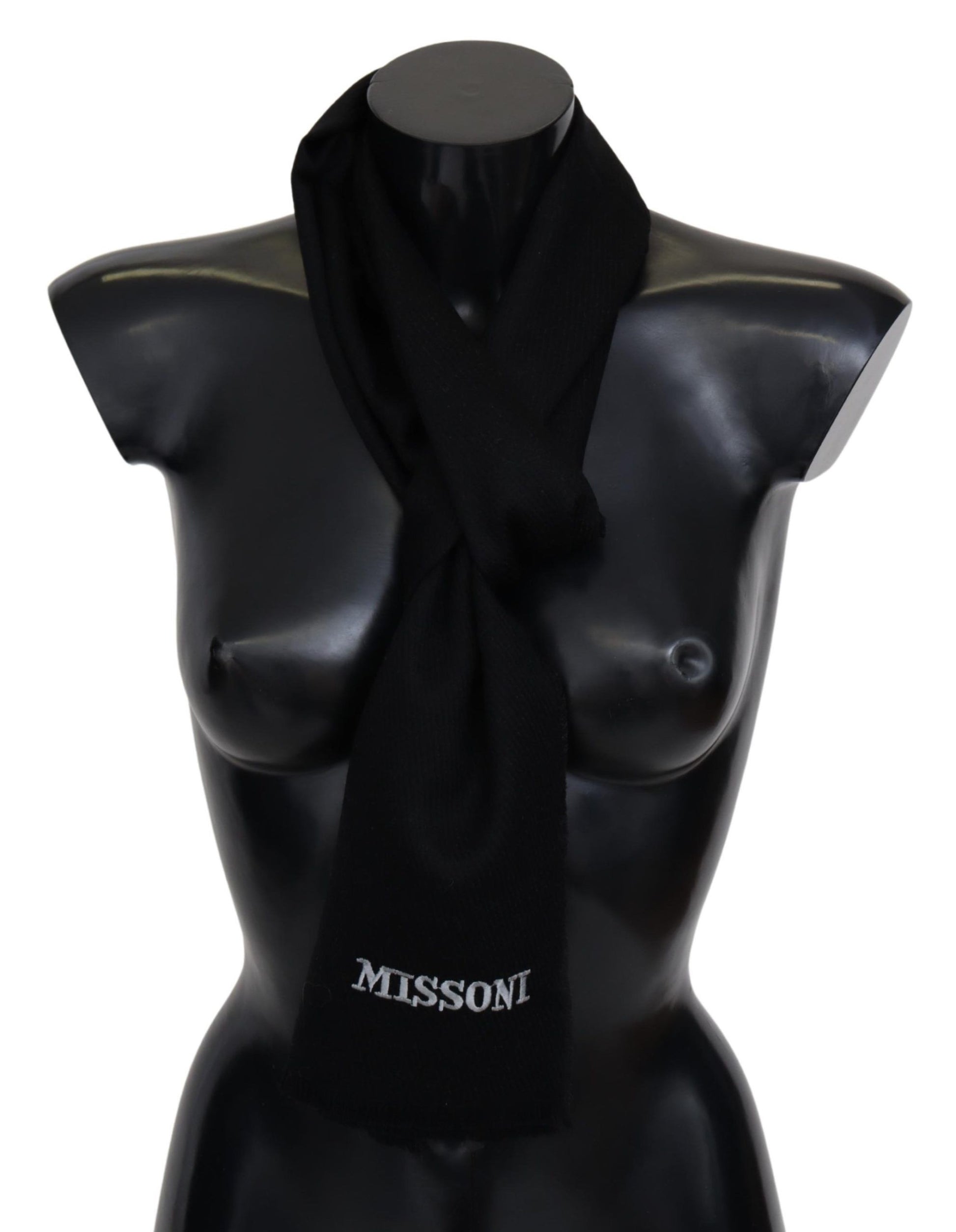 Elegant Embroidered Wool Scarf in Black - SEHABRANDS