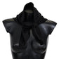 Elegant Black Wool Scarf with Logo Embroidery - SEHABRANDS