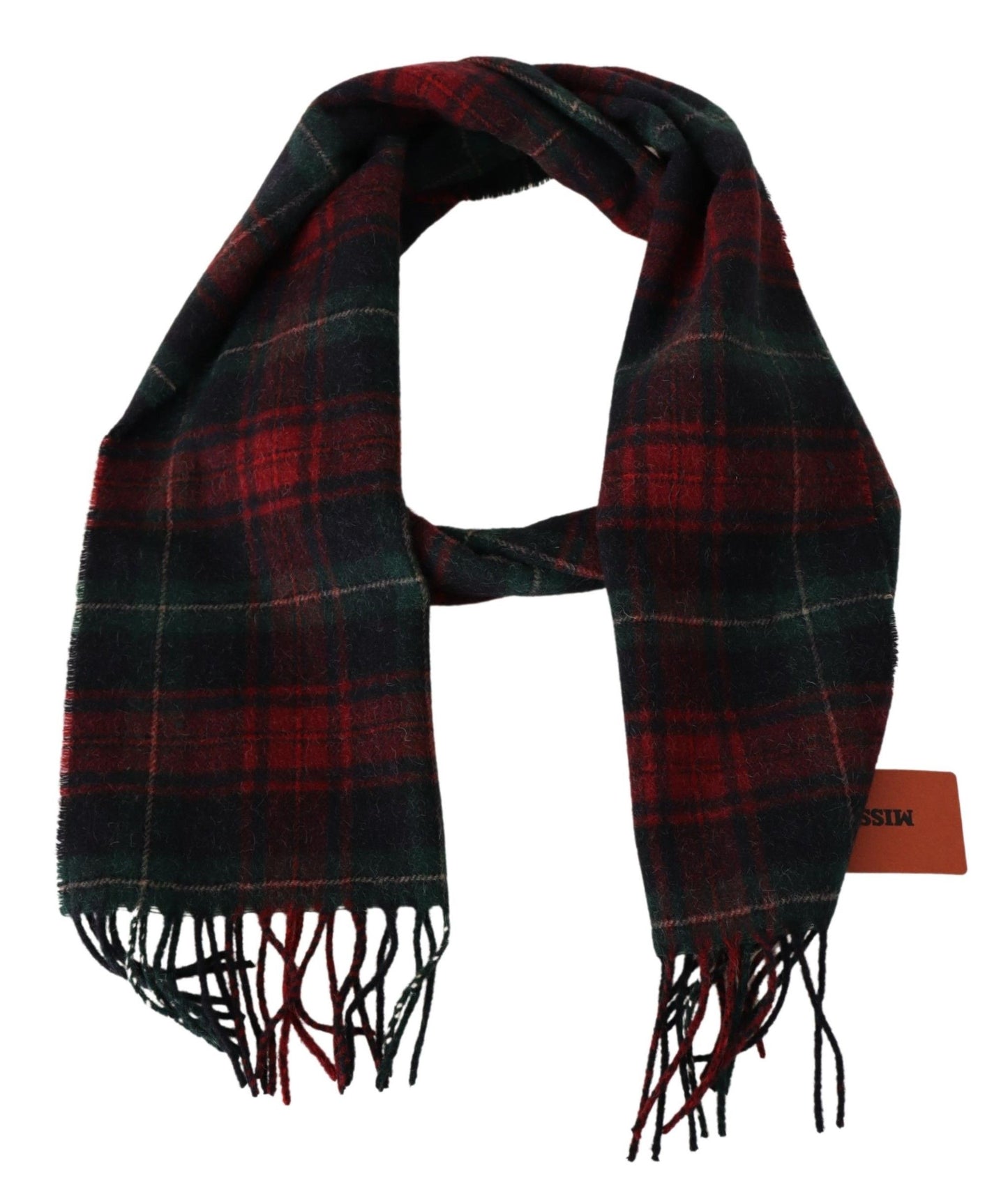 Elegant Check Wool Scarf with Logo Embroidery - SEHABRANDS