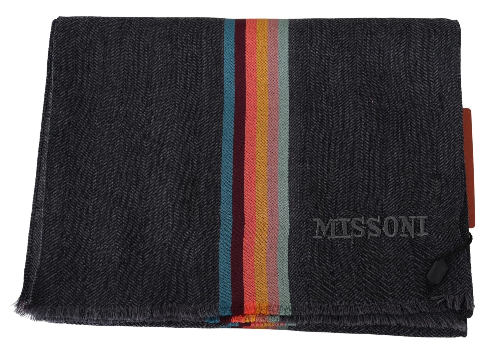 Elegant Wool-Silk Blend Striped Scarf - SEHABRANDS