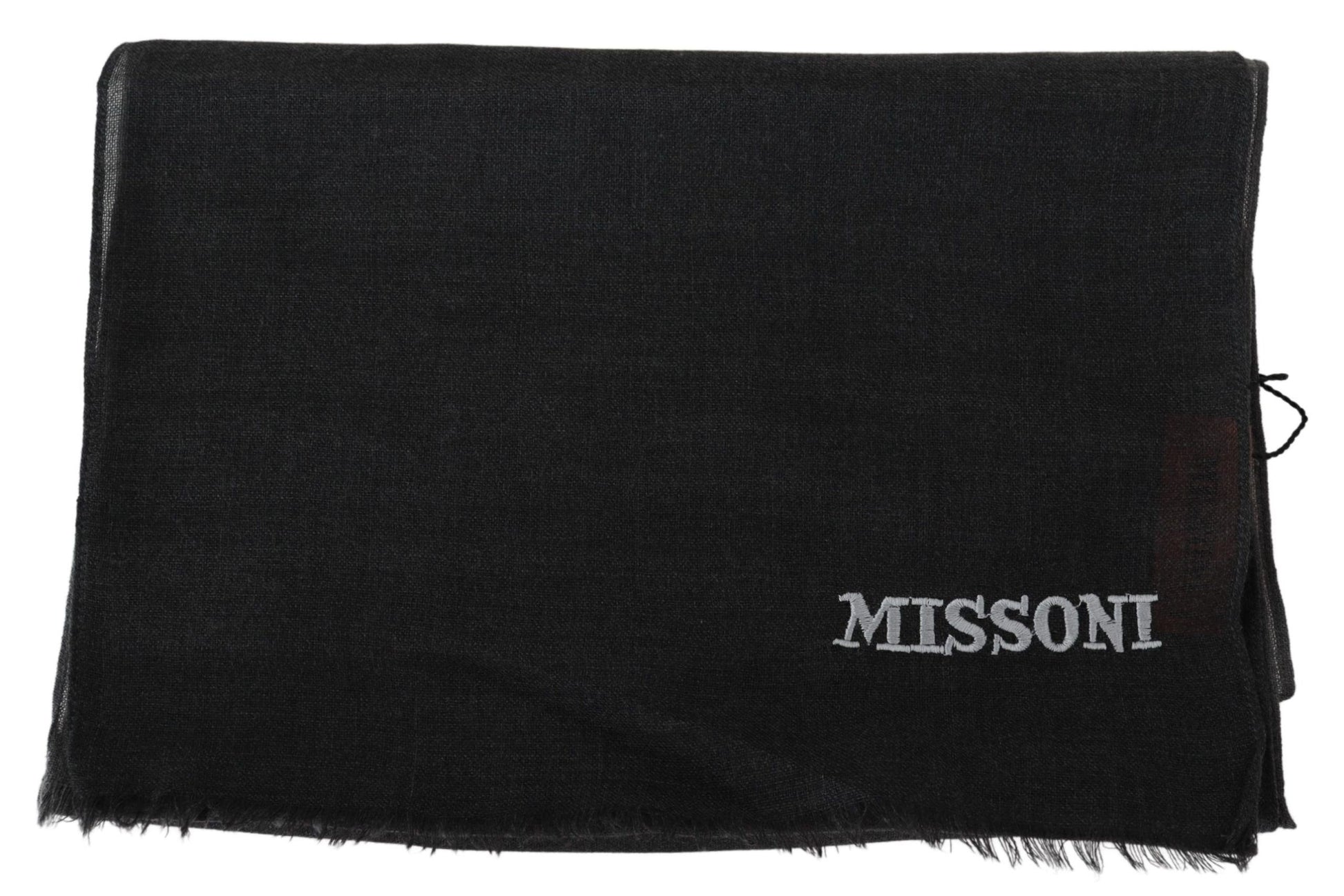 Elegant Black Wool Scarf with Fringes - SEHABRANDS