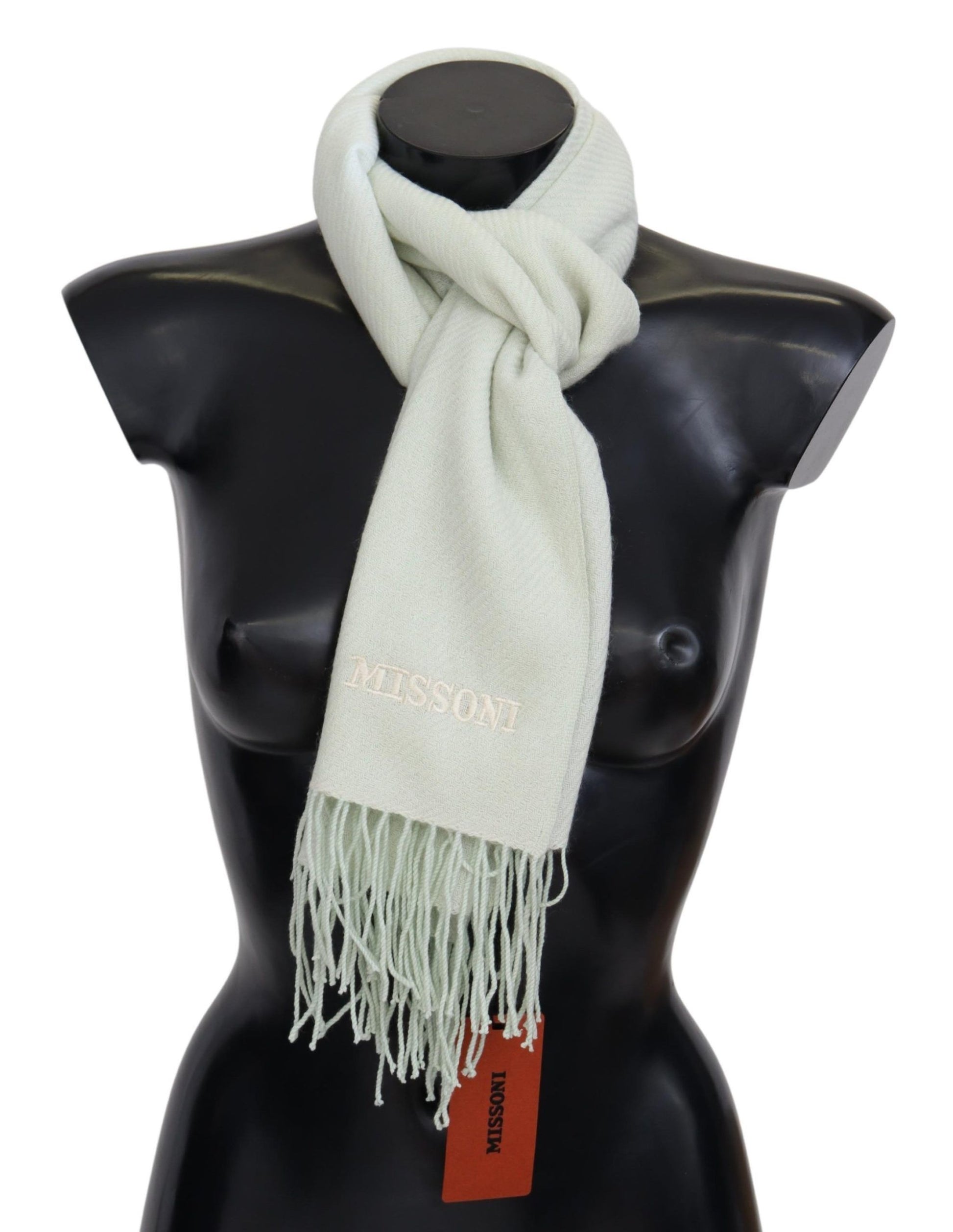 Elegant White Cashmere Scarf - SEHABRANDS