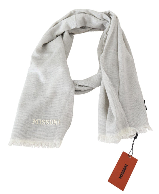 Elegant Wool Scarf with Signature Embroidery - SEHABRANDS