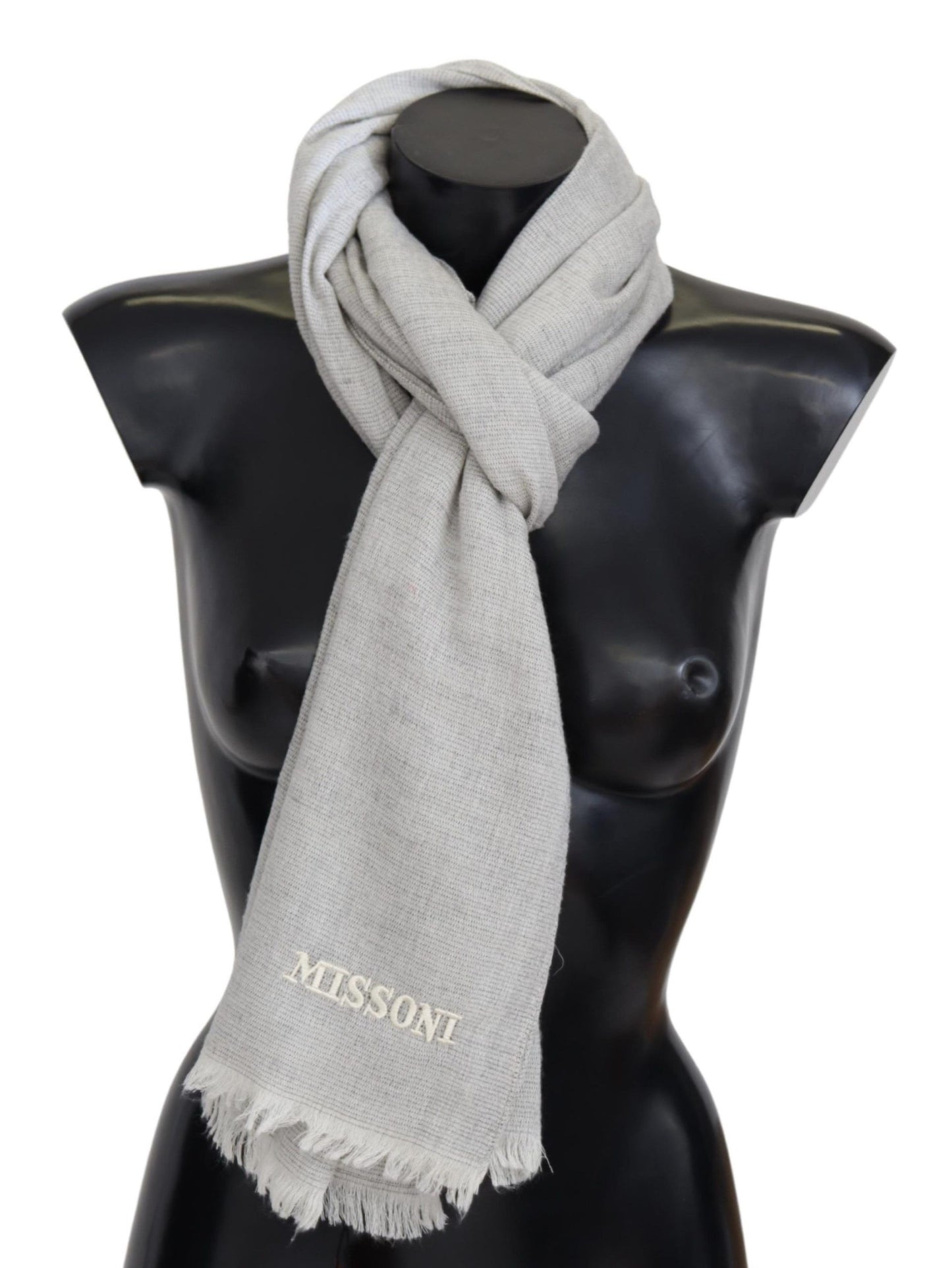 Elegant Wool Scarf with Signature Embroidery - SEHABRANDS