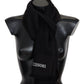 Elegant Black Wool Scarf with Logo Embroidery - SEHABRANDS