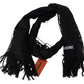 Elegant Wool Silk Unisex Black Scarf - SEHABRANDS