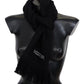 Elegant Wool Silk Unisex Black Scarf - SEHABRANDS