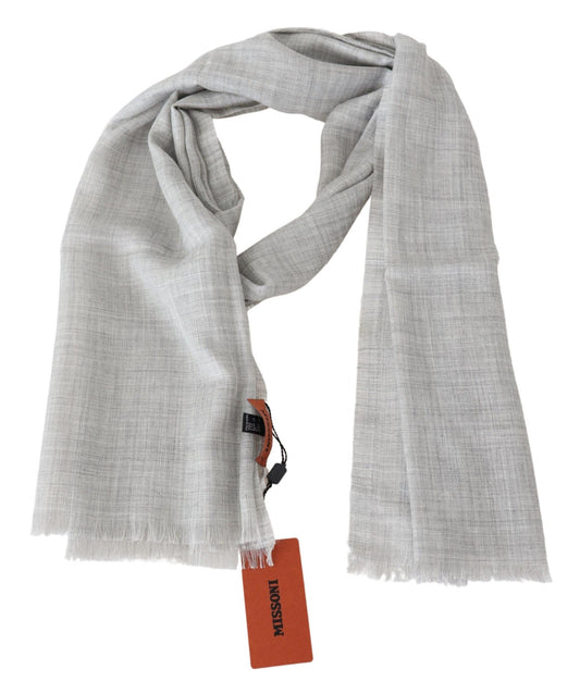 Elegant Beige Wool Silk Unisex Scarf - SEHABRANDS