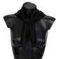 Elegant Black Wool Scarf with Embroidered Logo - SEHABRANDS