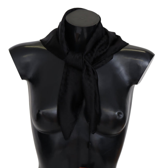 Elegant Black Wool Scarf with Embroidered Logo - SEHABRANDS