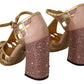 Dolce & Gabbana Silk-Infused Leather Crystal Pumps in Pink Gold