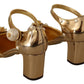 Dolce & Gabbana Elegant Gold Leather Block Heels with Crystals