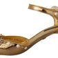 Dolce & Gabbana Elegant Gold Leather Block Heels with Crystals