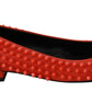 Vibrant Orange Pointed Leather Flats - SEHABRANDS