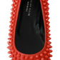 Vibrant Orange Pointed Leather Flats - SEHABRANDS