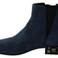 Dolce & Gabbana Chic Blue Suede Mid-Calf Boots with Stud Details