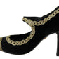 Dolce & Gabbana Elegant Gold-Embroidered Black Velvet Pumps