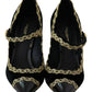 Dolce & Gabbana Elegant Gold-Embroidered Black Velvet Pumps