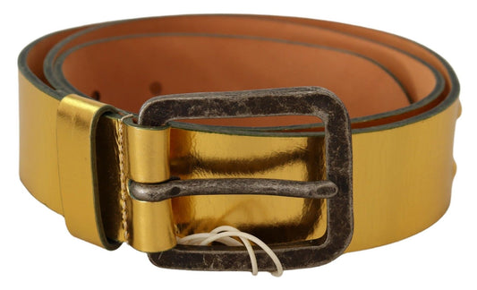 Elegant Gold Genuine Leather Men's Belt - SEHABRANDS