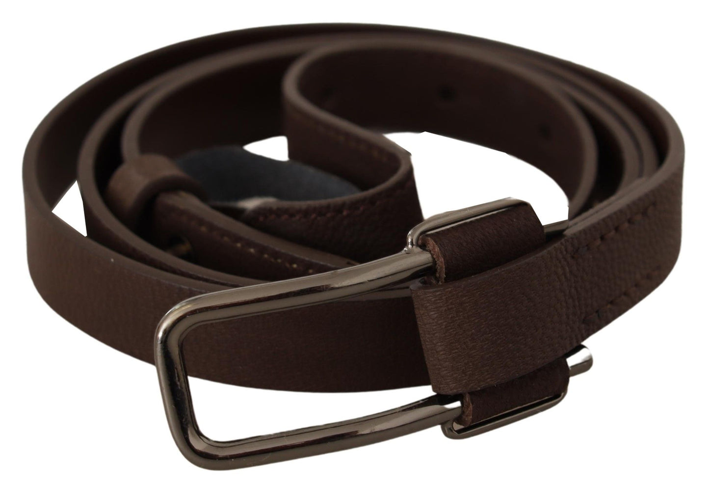 Elegant Brown Fashion Belt with Silver-Tone Buckle - SEHABRANDS