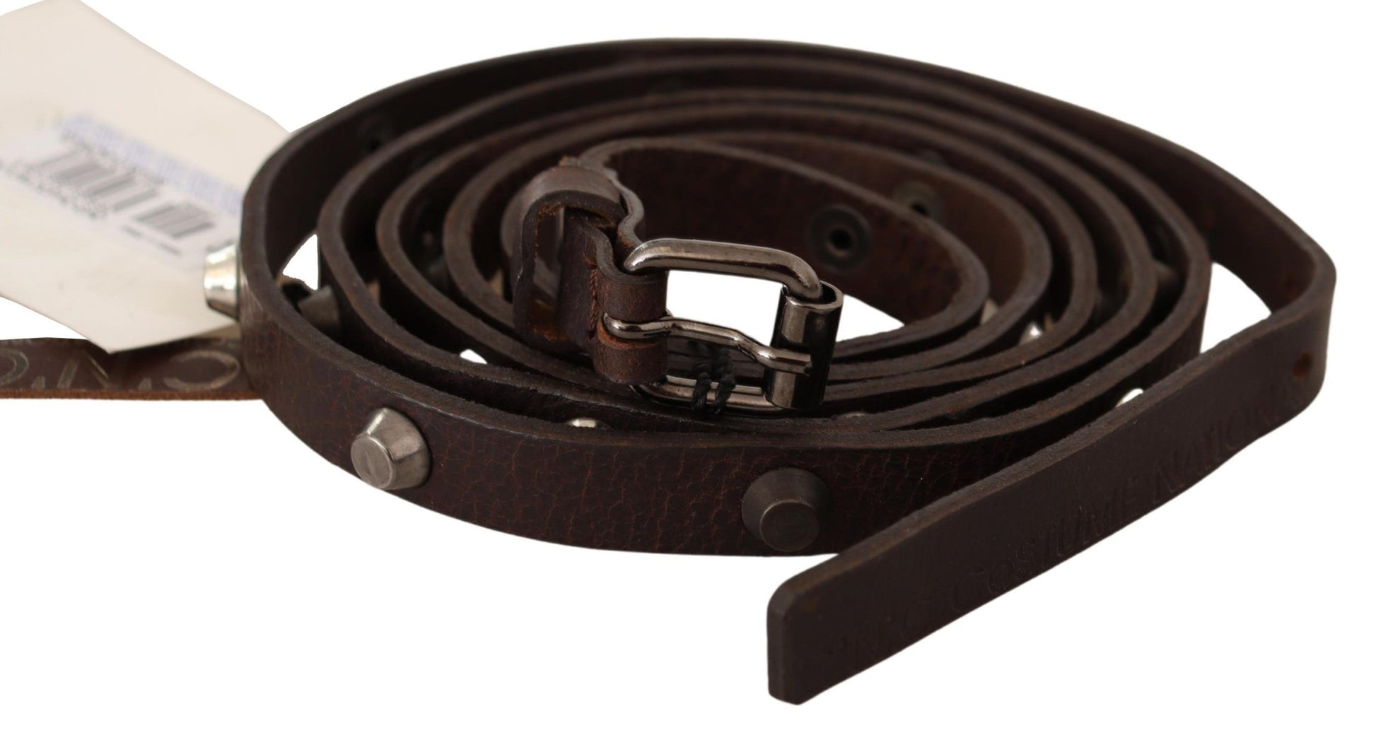 Chic Brown Leather Fashion Belt with Silver Buckle - SEHABRANDS