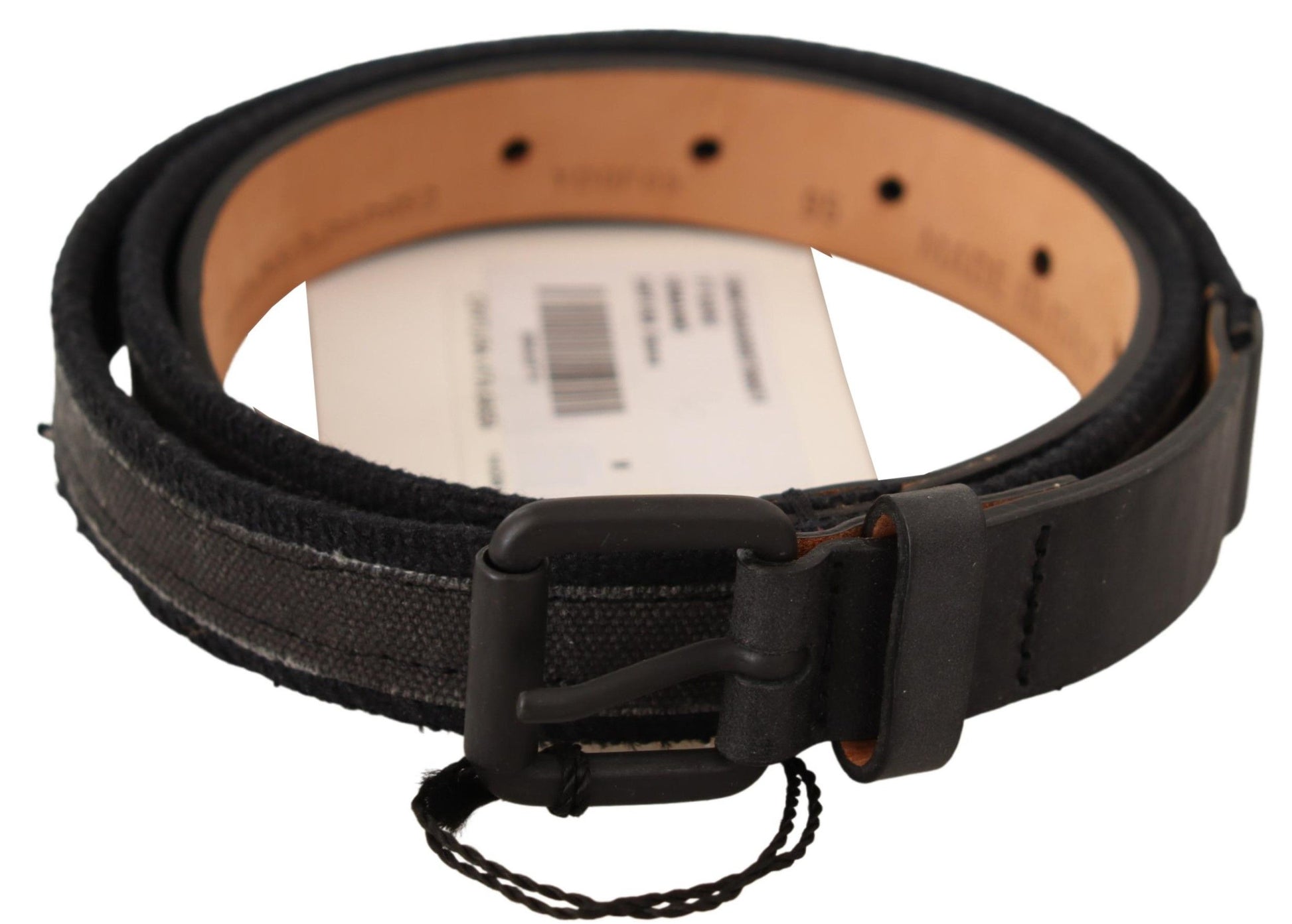 Classic Black Leather Belt with Buckle Fastening - SEHABRANDS