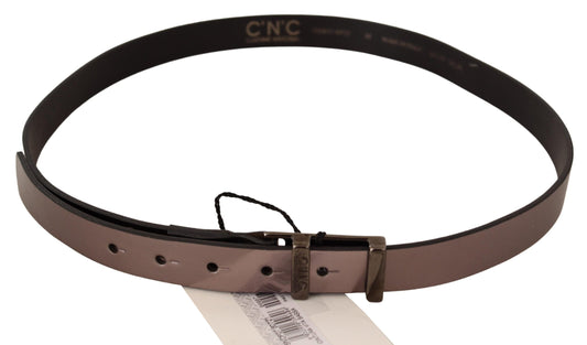 Chic Pink Metallic Leather Belt with Bronze Buckle - SEHABRANDS