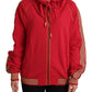 Radiant Red Cotton Full Zip Hooded Jacket - SEHABRANDS