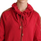 Radiant Red Cotton Full Zip Hooded Jacket - SEHABRANDS