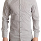 Dolce & Gabbana Elegant Gray Striped Slim Fit Dress Shirt