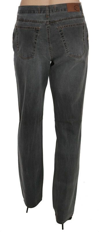 Chic Gray Mid Waist Straight Leg Jeans - SEHABRANDS