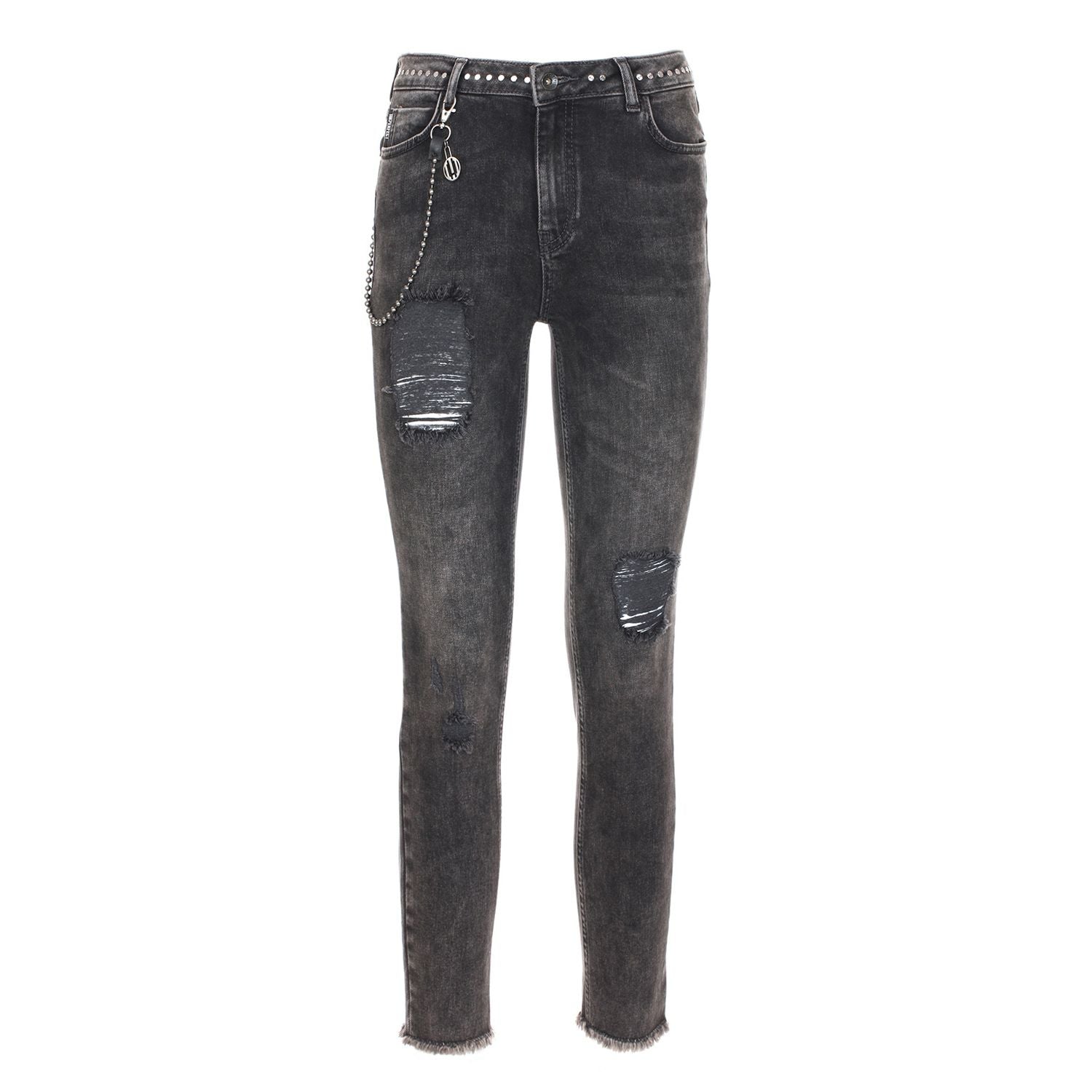 Elegant Black Denim Trousers - SEHABRANDS