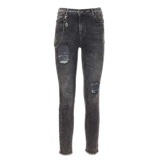 Elegant Black Denim Trousers - SEHABRANDS