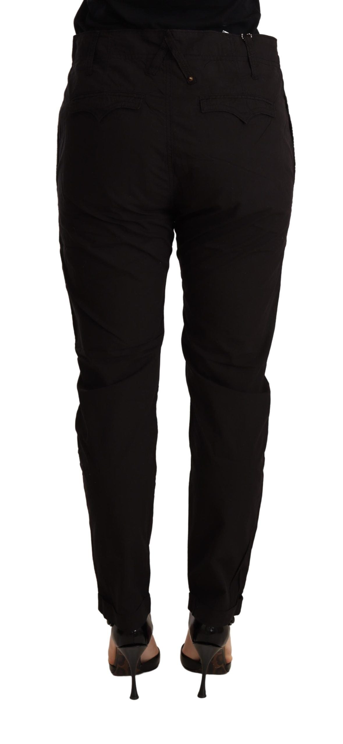 Elegant Black Baggy Cotton Pants - SEHABRANDS