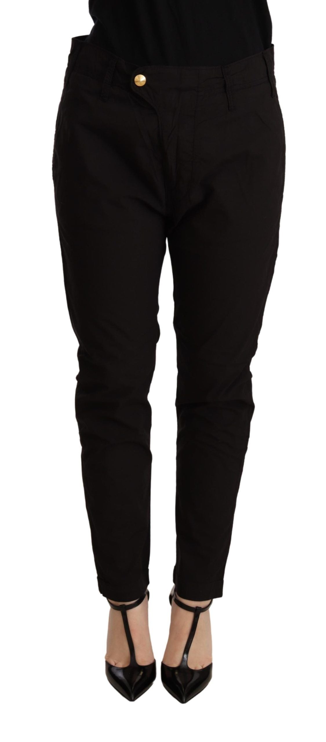 Elegant Black Baggy Cotton Pants - SEHABRANDS