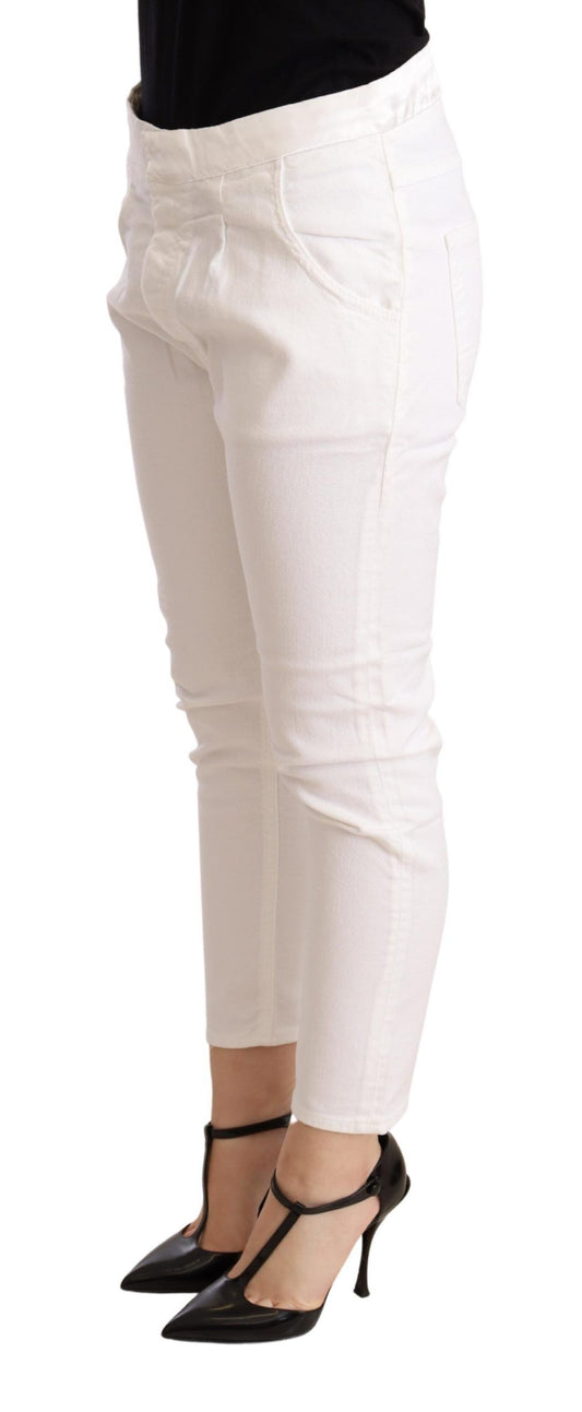 Elegant Slim Fit White Skinny Pants - SEHABRANDS