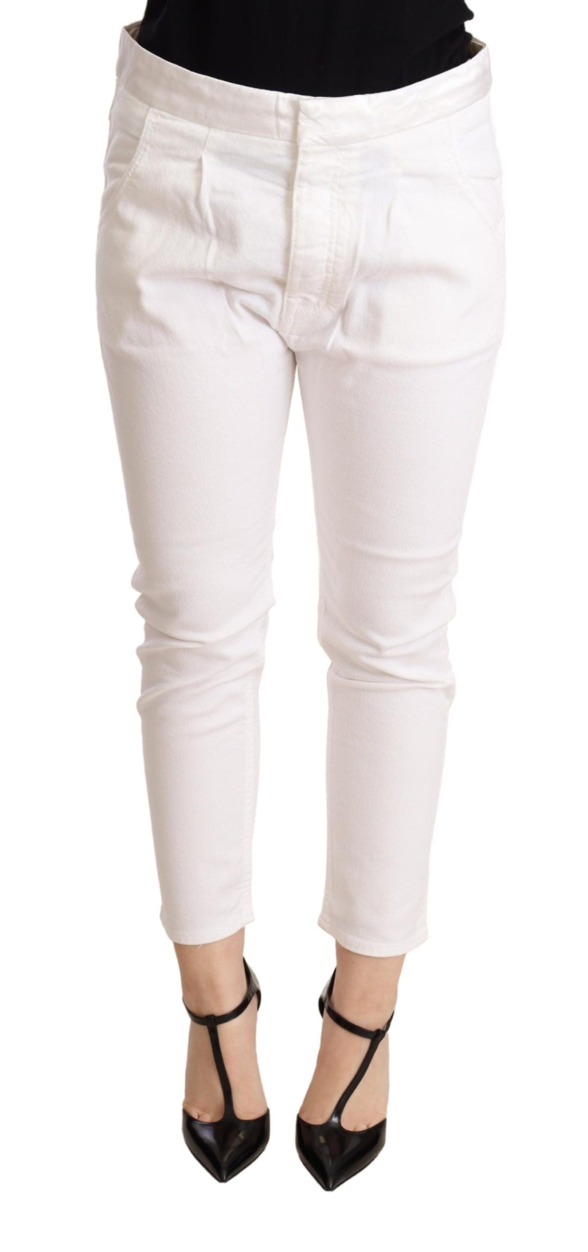 Elegant Slim Fit White Skinny Pants - SEHABRANDS